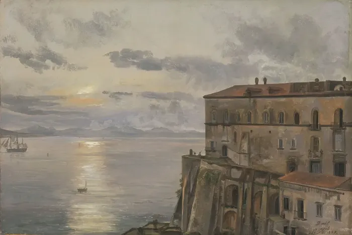 Framed Print : The Barracks at Pizzofalcone, Naples, 1820. Creator: Johan Christian Dahl Framed Print : The Barracks at Pizzofalcone, Naples, 1820. Creator: Johan Christian Dahl