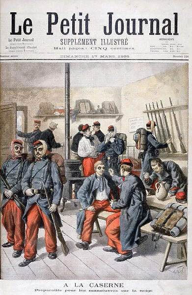 In the Barracks, Preparation for Manoeuvres in the Snow, 1895. Artist: Frederic Lix