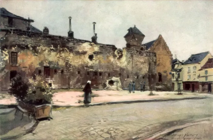 Framed Print : The Barracks at Soissons, France, 1915, (1926). Artist: Francois Flameng Framed Print : The Barracks at Soissons, France, 1915, (1926). Artist: Francois Flameng