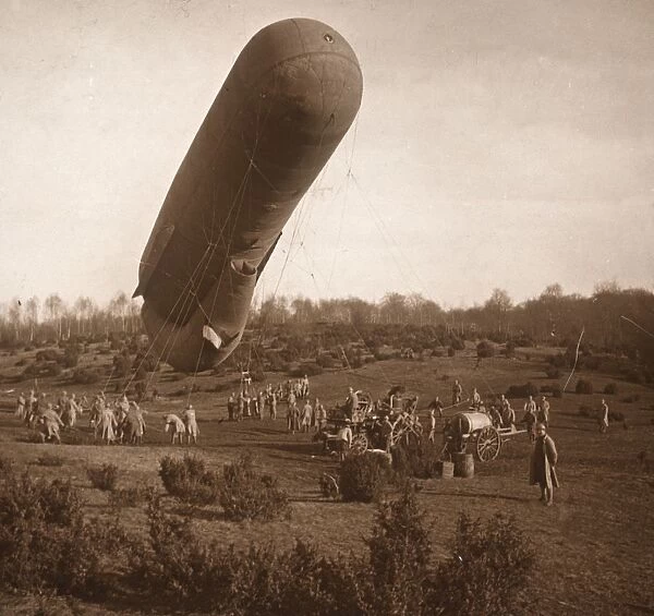 Barrage balloon, Somme, northern France, c1914-c1918
