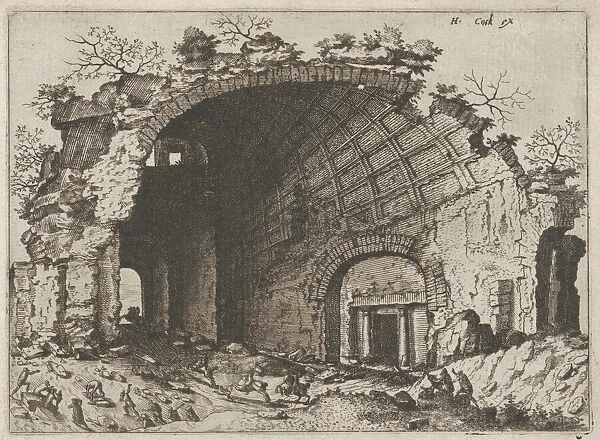 Barrel Vault with Coffering from the series Roman Ruins and Buildings, 1562. Creators: Johannes van Doetecum I, Lucas van Doetecum