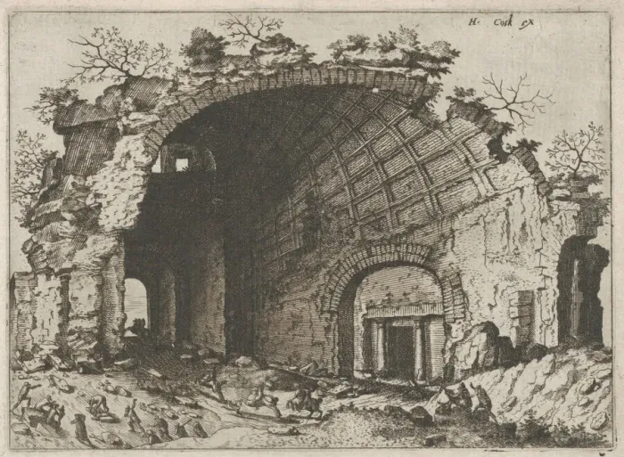 Framed Print : Barrel Vault with Coffering from the series Roman Ruins and Buildings, 1562. Creators: Johannes van Doetecum I, Lucas van Doetecum Framed Print : Barrel Vault with Coffering from the series Roman Ruins and Buildings, 1562. Creators: Johannes van Doetecum I, Lucas van Doetecum