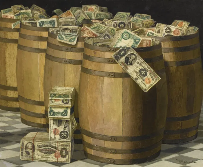 Framed Print : Barrels of Money Framed Print : Barrels of Money