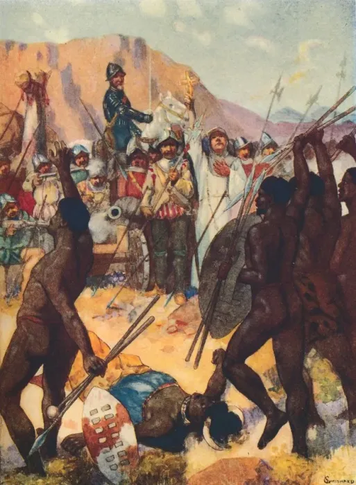 Framed Print : Barreto Fights the Kafirs, 1909. Artist: GS Smithard Framed Print : Barreto Fights the Kafirs, 1909. Artist: GS Smithard