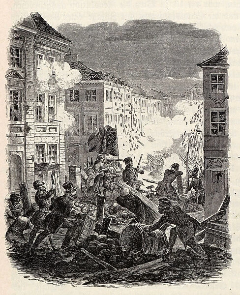 Barricade fighting at the Cölln Townhall in Berlin on the night of 18 to 19 March