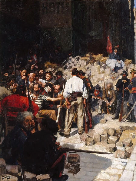 Barricade, the Paris Commune, May 1871. Artist: Devambez, Andre Victor Edouard (1867-1943)
