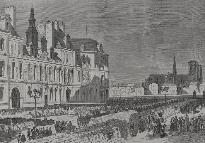 Framed Print : Barricades and artillery park of the Communards, Place de l'Hotel de Ville, Paris Commune, 1871 Framed Print : Barricades and artillery park of the Communards, Place de l'Hotel de Ville, Paris Commune, 1871