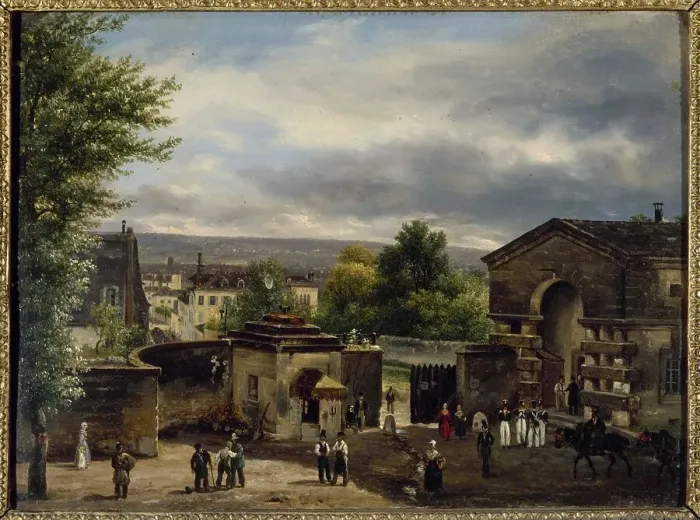 Framed Print : The barrier of rue Royale-Montmartre, 1823. Creator: Giuseppe Canella Framed Print : The barrier of rue Royale-Montmartre, 1823. Creator: Giuseppe Canella
