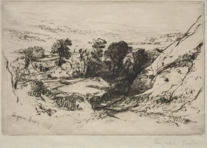 Framed Print : Nine Barrow Down, 1877. Creator: Francis Seymour Haden (British, 1818-1910) Framed Print : Nine Barrow Down, 1877. Creator: Francis Seymour Haden (British, 1818-1910)