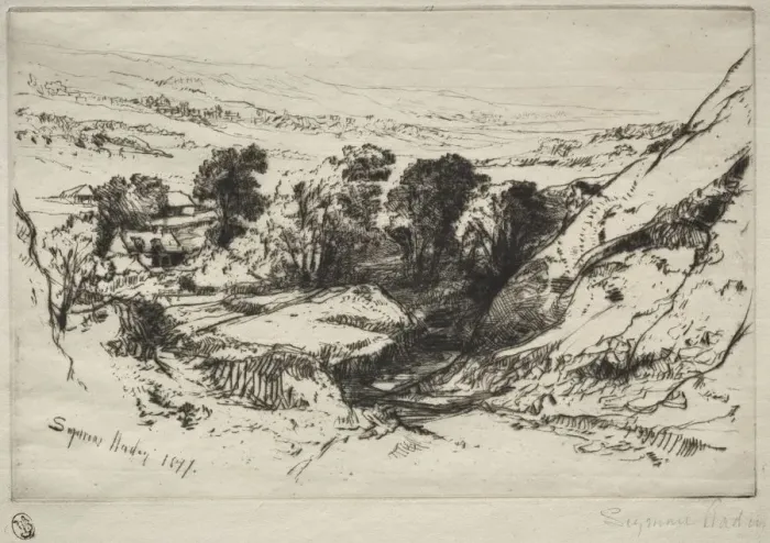 Framed Print : Nine Barrow Down, 1877. Creator: Francis Seymour Haden (British, 1818-1910) Framed Print : Nine Barrow Down, 1877. Creator: Francis Seymour Haden (British, 1818-1910)