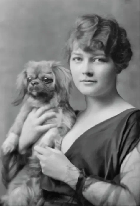 Framed Print : Barry, Constance, Miss, with dog, portrait photograph, 1914 Dec. 17. Creator: Arnold Genthe Framed Print : Barry, Constance, Miss, with dog, portrait photograph, 1914 Dec. 17. Creator: Arnold Genthe