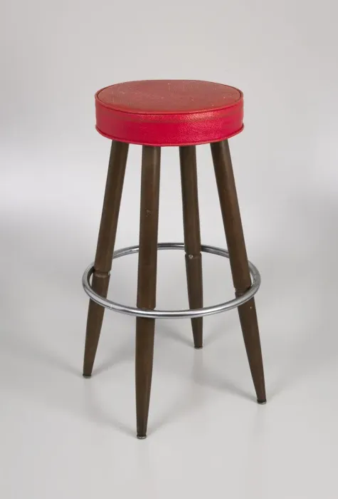 Framed Print : Barstool with red vinyl cover from Muse Bar, the home bar of Isaiah Muse, 1970s Framed Print : Barstool with red vinyl cover from Muse Bar, the home bar of Isaiah Muse, 1970s