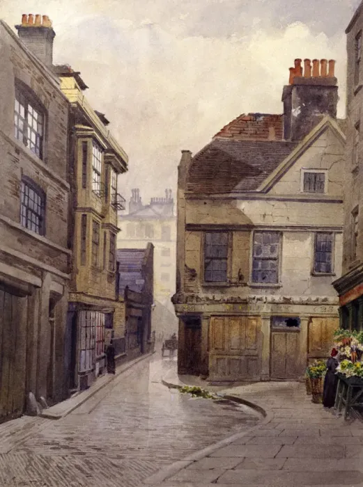 Framed Print : Bartholomew Close, London, 1889. Artist: John Crowther Framed Print : Bartholomew Close, London, 1889. Artist: John Crowther