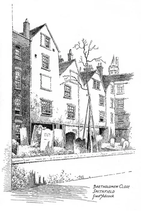 Framed Print : Bartholomew Close, Smithfield, London, 1912. Artist: Frederick Adcock Framed Print : Bartholomew Close, Smithfield, London, 1912. Artist: Frederick Adcock