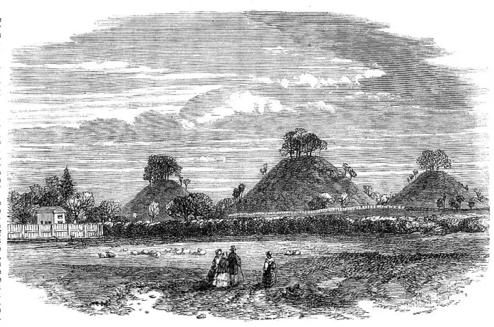Framed Print : The Bartlow Hills (Grave Mounds of the Romans), Essex, 1864. Creator: Unknown