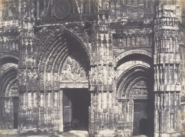 Framed Print : Bas du Portail, Cote de la Place, Cathedrale de Rouen, 1852-54