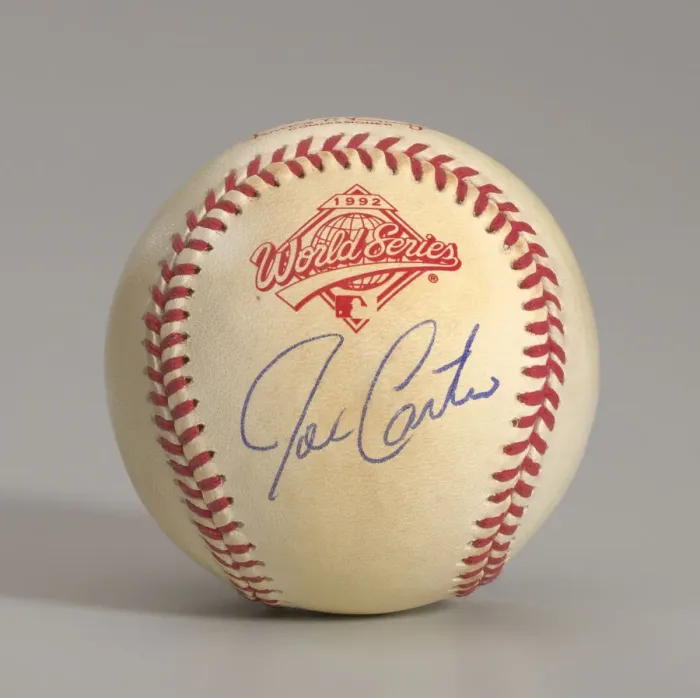 Framed Print : Baseball from the 1992 World Series autographed by Joe Carter, 1992. Creator: Rawlings Framed Print : Baseball from the 1992 World Series autographed by Joe Carter, 1992. Creator: Rawlings