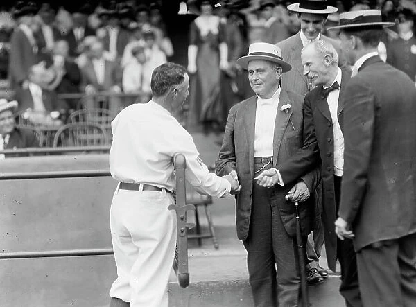 Baseball, Professional, Champ Clark, Shaking Hands with Clark Griffith, 1912. Creator: Harris & Ewing. Baseball, Professional, Champ Clark, Shaking Hands with Clark Griffith, 1912. Creator: Harris & Ewing