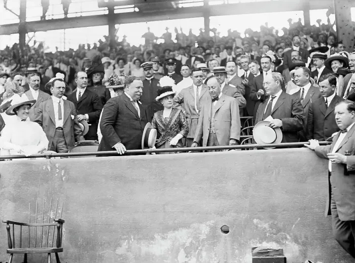 Framed Print : Baseball, Professional - L T R: Taft; Mrs. Knox; Sec. P.C. Knox; Vice President Sherman... 1912. Creator: Harris & Ewing. Baseball, Professional - L T R: Taft; Mrs. Knox; Sec. P.C. Knox; Vice President Sherman... 1912. Creator: Harris & Ewing Framed Print : Baseball, Professional - L T R: Taft; Mrs. Knox; Sec. P.C. Knox; Vice President Sherman... 1912. Creator: Harris & Ewing. Baseball, Professional - L T R: Taft; Mrs. Knox; Sec. P.C. Knox; Vice President Sherman... 1912. Creator: Harris & Ewing