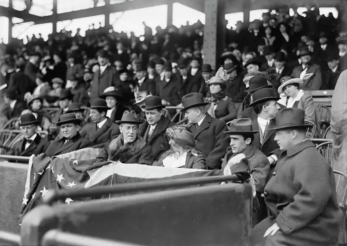 Framed Print : Baseball - Professional, Wilson At Game, 1913. Creator: Harris & Ewing. Baseball - Professional, Wilson At Game, 1913. Creator: Harris & Ewing Framed Print : Baseball - Professional, Wilson At Game, 1913. Creator: Harris & Ewing. Baseball - Professional, Wilson At Game, 1913. Creator: Harris & Ewing