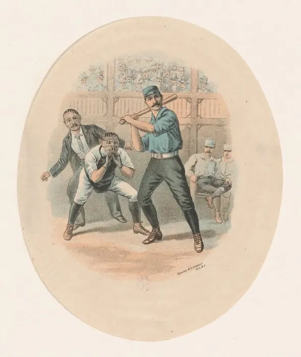 Framed Print : Baseball Scene, 1880-1900. Creator: Beatty and Votteler Framed Print : Baseball Scene, 1880-1900. Creator: Beatty and Votteler