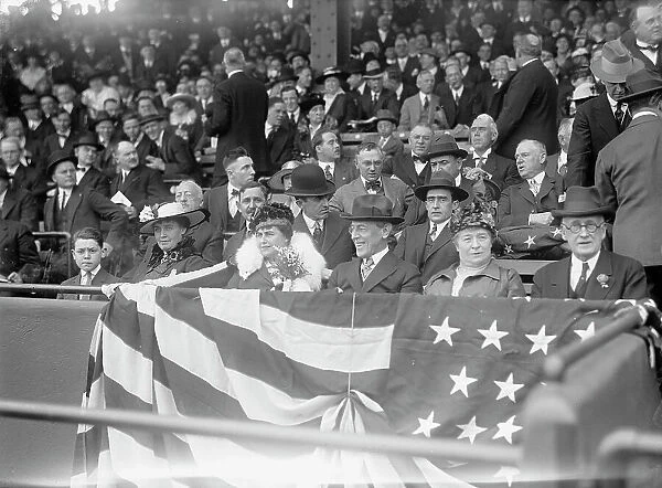 Baseball - Wilson At Ball Game; Grayson, Cary T, Dr, U.S.N, Chesley, Mrs. Willoughby S, , 1917. Creator: Harris & Ewing. Baseball - Wilson At Ball Game; Grayson, Cary T, Dr, U.S.N, Chesley, Mrs. Willoughby S, , 1917. Creator: Harris & Ewing