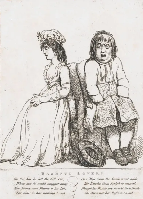Framed Print : Bashful Lovers, March 15, 1798. March 15, 1798. Creator: Thomas Rowlandson Framed Print : Bashful Lovers, March 15, 1798. March 15, 1798. Creator: Thomas Rowlandson