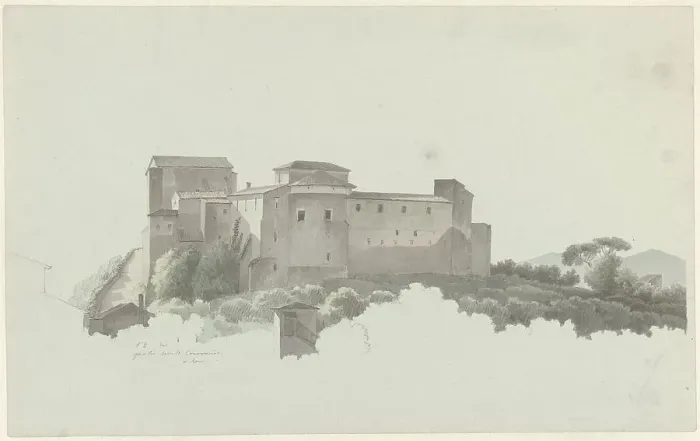 Framed Print : The Basilica and Monastery of the Quattro Santi Coronati in Rome, c.1809-c.1812. Creator: Josephus Augustus Knip Framed Print : The Basilica and Monastery of the Quattro Santi Coronati in Rome, c.1809-c.1812. Creator: Josephus Augustus Knip