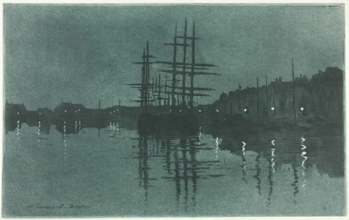 Framed Print : The Basin at Dieppe, 1883 / 89. Creator: Henri-Charles Guerard Framed Print : The Basin at Dieppe, 1883 / 89. Creator: Henri-Charles Guerard