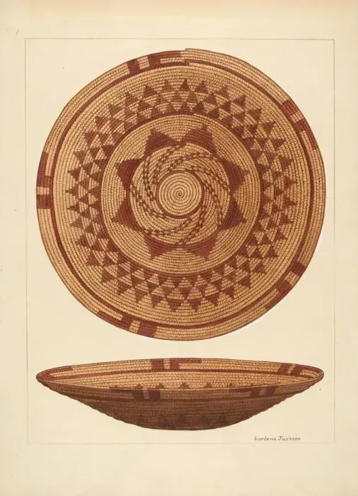 Framed Print : Basket, c. 1937. Creator: Gordena Jackson Framed Print : Basket, c. 1937. Creator: Gordena Jackson