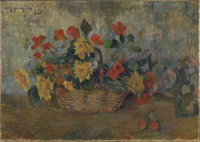 Framed Print : Basket with flowers, 1884. Creator: Gauguin, Paul Eugene Henri (1848-1903) Framed Print : Basket with flowers, 1884. Creator: Gauguin, Paul Eugene Henri (1848-1903)