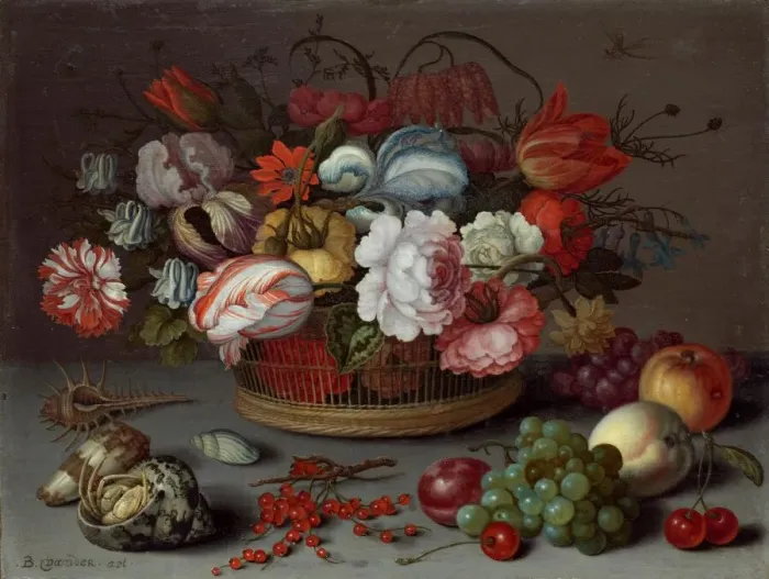 Framed Print : Basket of Flowers, c. 1622. Creator: Balthasar van der Ast Framed Print : Basket of Flowers, c. 1622. Creator: Balthasar van der Ast