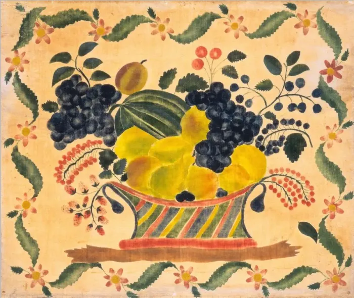 Framed Print : Basket of Fruit, c. 1830. Creator: Unknown Framed Print : Basket of Fruit, c. 1830. Creator: Unknown
