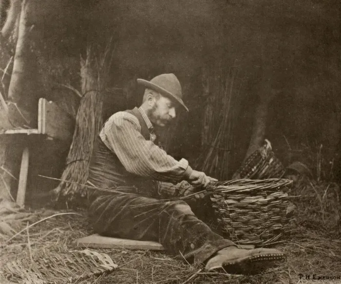 Framed Print : The Basket-Maker, 1888. Creator: Peter Henry Emerson Framed Print : The Basket-Maker, 1888. Creator: Peter Henry Emerson