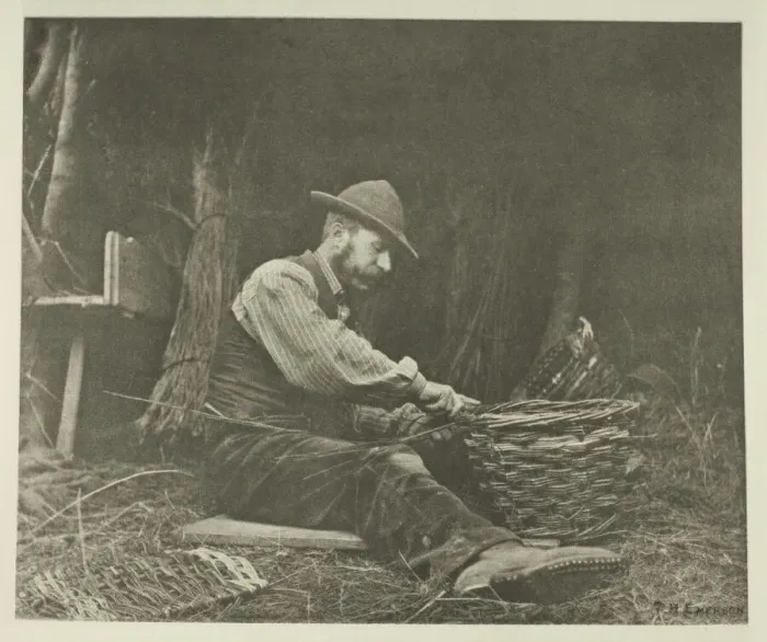 Framed Print : The Basket-Maker (Norfolk), c. 1883 / 87, printed 1888. Creator: Peter Henry Emerson Framed Print : The Basket-Maker (Norfolk), c. 1883 / 87, printed 1888. Creator: Peter Henry Emerson