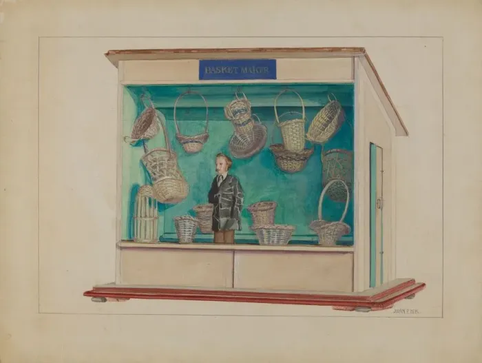 Framed Print : Basket Makers Store, c. 1936. Creator: John Fisk