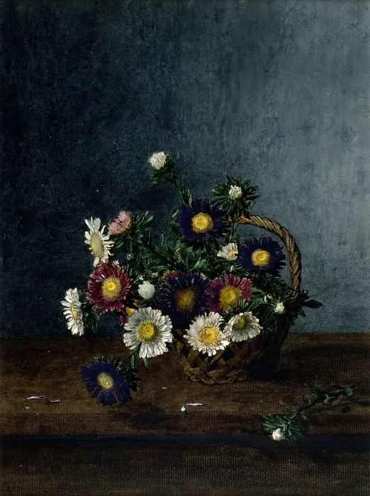 Framed Print : Basket of Oxeye Daisies, 1863. Creator: Leon Bonvin Framed Print : Basket of Oxeye Daisies, 1863. Creator: Leon Bonvin