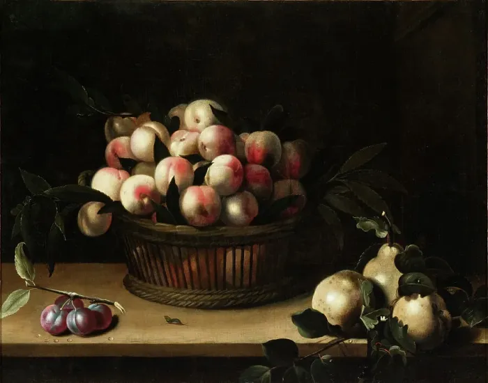 Framed Print : Basket of Peaches, with Quinces, and Plums, after 1641. Creator: Louise Moillon Framed Print : Basket of Peaches, with Quinces, and Plums, after 1641. Creator: Louise Moillon