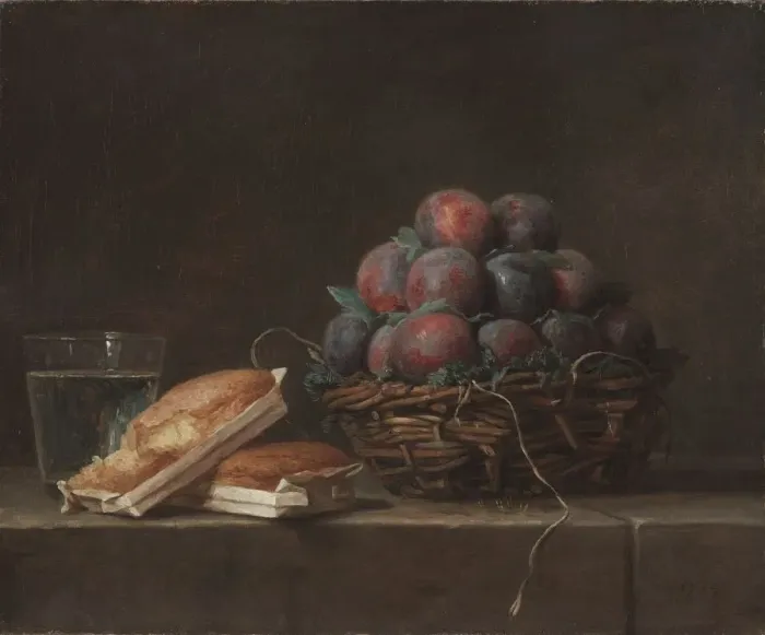 Framed Print : Basket of Plums, 1769. Creator: Anne Vallayer-Coster (French, 1744-1818) Framed Print : Basket of Plums, 1769. Creator: Anne Vallayer-Coster (French, 1744-1818)