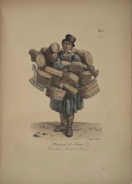 Basket seller. From the Series 'Cris de Paris' (The Cries of Paris), 1815. Creator: Vernet, Carle (1758-1836). Basket seller. From the Series 'Cris de Paris' (The Cries of Paris), 1815. Creator: Vernet, Carle (1758-1836)