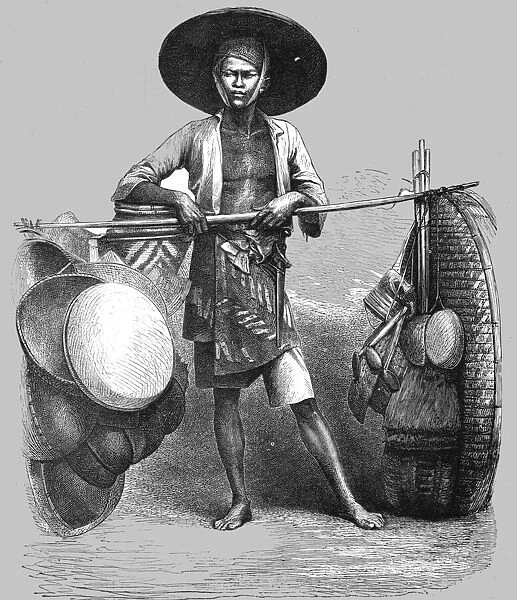 Basket-seller; A Visit to Borneo, 1875. Creator: A. M. Cameron