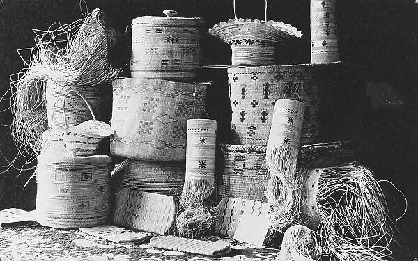 Basket weaving, between c1900 and c1930. Creator: Unknown