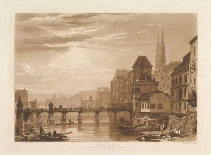 Framed Print : Basle (Liber Studiorum, part I, plate 5), June 11, 1807. Creator: JMW Turner Framed Print : Basle (Liber Studiorum, part I, plate 5), June 11, 1807. Creator: JMW Turner