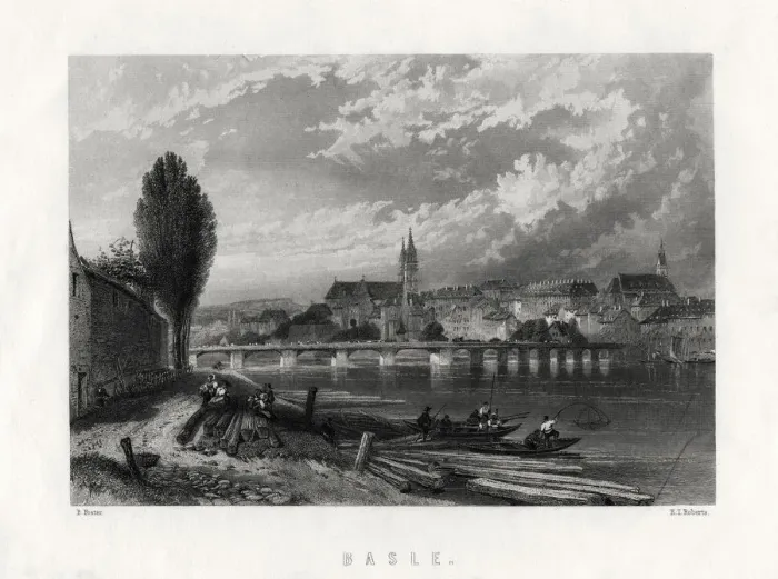 Framed Print : Basle, Switzerland, 1883. Artist: EL Roberts Framed Print : Basle, Switzerland, 1883. Artist: EL Roberts