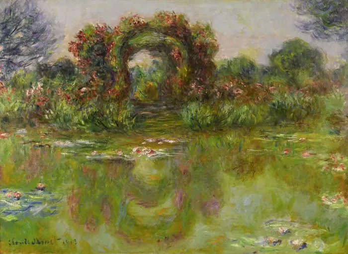 Framed Print : Bassin aux Nympheas, les Rosiers, 1913. Artist: Monet, Claude (1840-1926) Framed Print : Bassin aux Nympheas, les Rosiers, 1913. Artist: Monet, Claude (1840-1926)