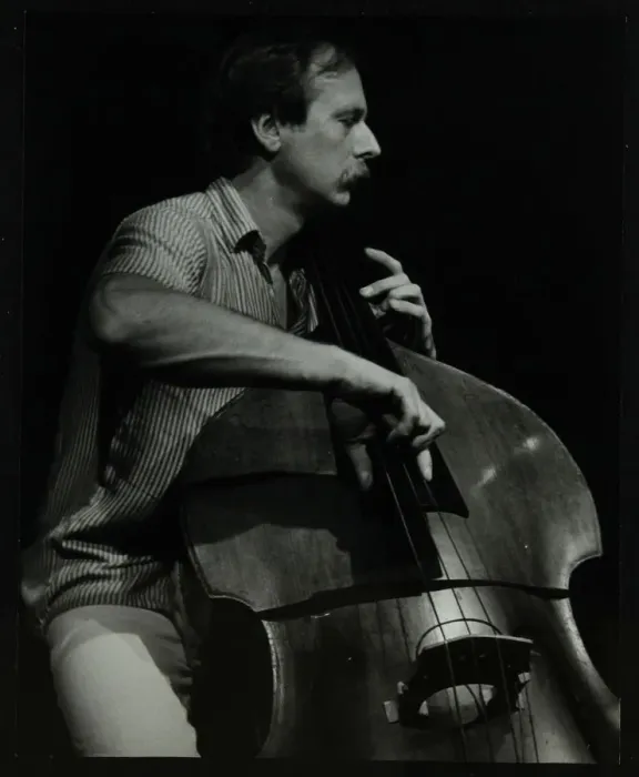 Framed Print : Bassist Paul Bridge playing at The Stables, Wavendon, Buckinghamshire