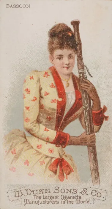 Framed Print : Bassoon, from the Musical Instruments series (N82) for Duke brand cigarettes, 1888. 1888 Framed Print : Bassoon, from the Musical Instruments series (N82) for Duke brand cigarettes, 1888. 1888