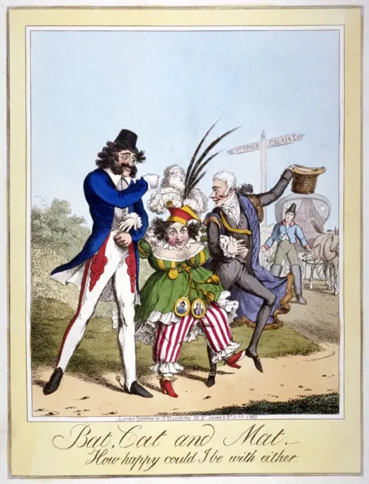 Framed Print : Bat, Cat and Mat, how happy could I be with either, 1821 Framed Print : Bat, Cat and Mat, how happy could I be with either, 1821