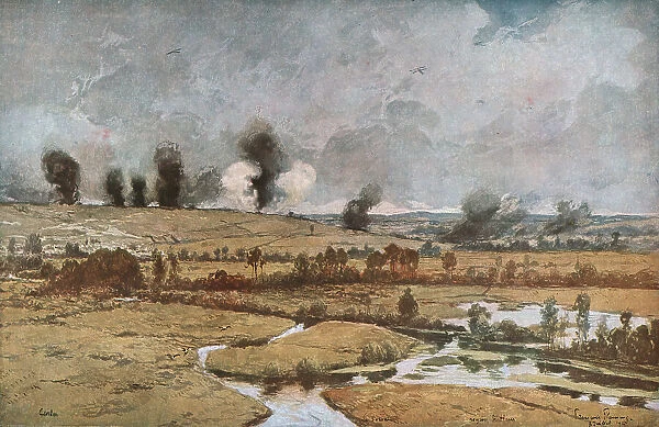 Bataille de la Somme; La Vallee de la Somme pres de Curlu, 1916 (1924) Creator: Francois Flameng