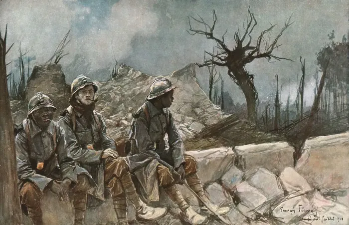 Framed Print : Bataille de la Somme; Ruines de l'eglise de Dompierre, 1916 (1924). Creator: Francois Flameng Framed Print : Bataille de la Somme; Ruines de l'eglise de Dompierre, 1916 (1924). Creator: Francois Flameng
